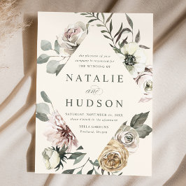 Convite Delicado Winter Floral Frame Ivory Weding