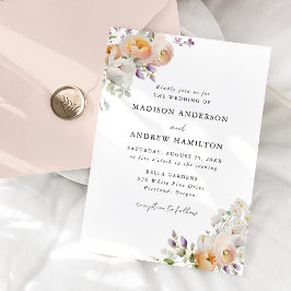 Convite Delicados Ramos Florais de Primavera para Casament