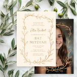 Convite Delicar Bar de FOTO PERSONALIZADO Botânico Bat Mit<br><div class="desc">Cartão perfeito para anunciar um morcego mitzvah, bar mitzvah ou outra celebração judaica! A mão desenhou uma delicada arte de trama de folha para você! TOTALMENTE PERSONALIZÁVEL! Clique em "Personalizar" acima para editar o texto. Clique em "editar usando a ferramenta design" para ajustar as fontes, cores e posicionamentos e para...</div>