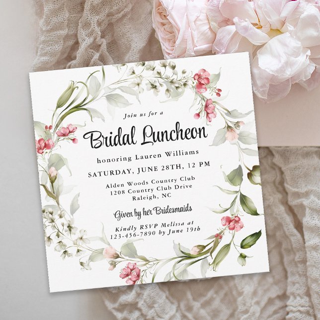 Convite Delicar Blossomas Watercolor Bridal (Available as printed and paperless digital download!)