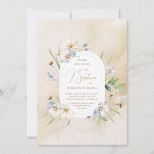 Convite Delicar Blossoms Soft Watercolor Baptism