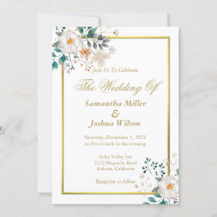 Convite Delicar Borda Floral e Dourada