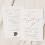 Convite Delicar Casamento de Código QR de Eventos Dourados<br><div class="desc">Este delicado evento de fim de semana de ouro, convite de casamento por código QR é perfeito para um casamento moderno. A design romântica minimalista apresenta uma magnífica e elegante tipografia amarela ouro champanhe num fundo branco com um aspecto simples e limpo. Salve o papel, incluindo a programação de fim...</div>