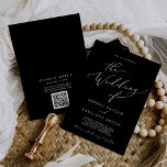 Convite Delicar Casamento de Código QR Preto Escuro<br><div class="desc">Este delicado convite de casamento preto negro de QR é perfeito para um casamento moderno. A design de moody apresenta uma magnífica e elegante tipografia branca sobre um fundo preto com um aspecto sofisticado. Salve o papel,  incluindo um código QR para seu convidado para ver detalhes,  RSVP ou ambos.</div>