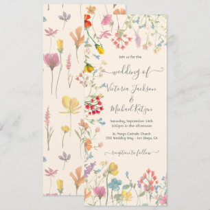 Convite Delicar Casamento de Jardim Floral de Flor Selvage