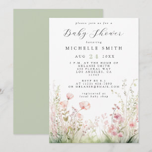 Convite Delicar Chá de fraldas de flor selvagem