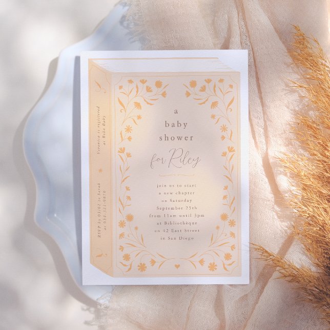 Convite Delicar Chá de fraldas Floral Storybook (Criador carregado)