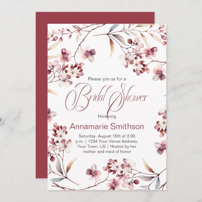 Convite Delicar Chá de panela de exaustão dos Buds da Bord (Frente/Verso)