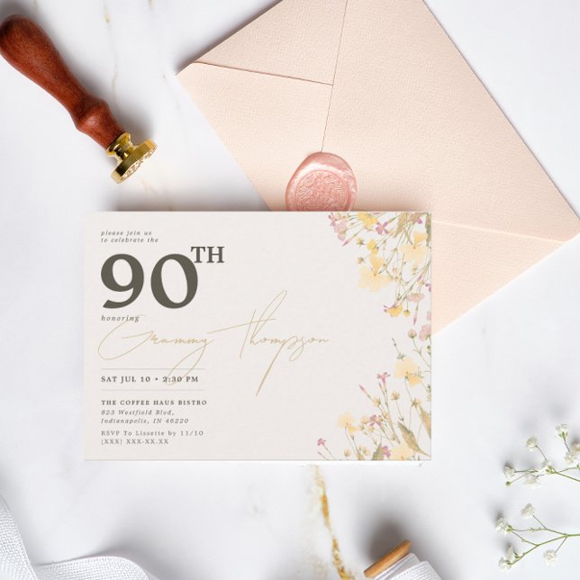 Convite Delicar flores silvestres 90 cor-de-rosa amarelo (Criador carregado)