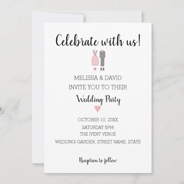 Convite Delicar Noiva Simples e Casamento Secundário (Frente)