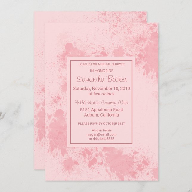 Convite Delicar o Chá de panela Splatter de Pintura Lenta (Frente/Verso)