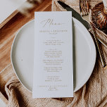 Convite Delicar placa de menu impressa ou imprimível Doura<br><div class="desc">Este delicado cartão de menu impresso ou impresso é perfeito para um casamento moderno. A design romântica minimalista apresenta uma magnífica e elegante tipografia amarela ouro champanhe num fundo branco com um aspecto simples e limpo. Este menu pode ser usado para recepção de casamento, janto de ensaio ou qualquer evento....</div>