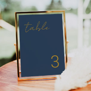 Convite Delicar Placas de Número de Tabela Dourada Azul de