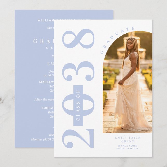 Convite Delicate Arch MInimalist Grad Light Blue Shades  (Frente/Verso)
