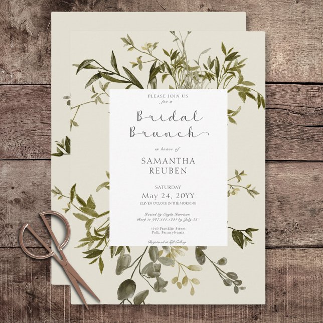 Convite Delicate Boho Greenery Bridal Brunch (Delicate Boho Greenery Bridal Brunch Invitation)