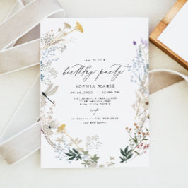 Convite Delicate Boho Wildflower Butterfly Festa de aniver