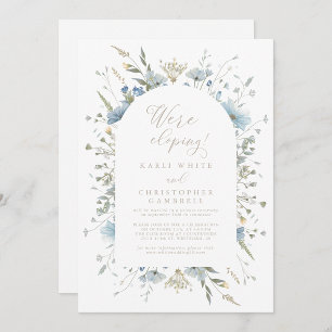 Convite Delicate Dusty Blue Wildflower Festa de Elopement