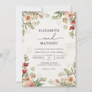 Convite Delicate Floral Casamento no inverno
