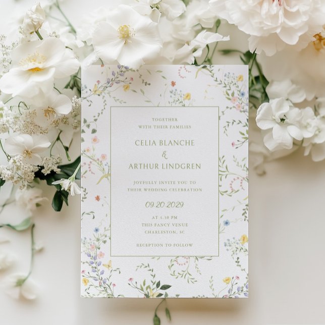 Convite Delicate Floral Garden Wedding  (Criador carregado)