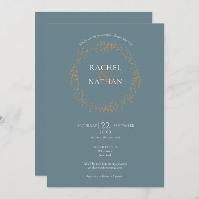 Convite Delicate Floral Garland | CHÁ CASAL (Frente/Verso)