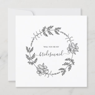 Convite Delicate Floral Modern Bridesmaid Wedding