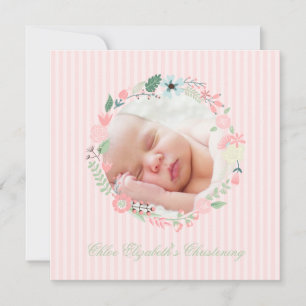 Convite Delicate Floral Wreath Christening