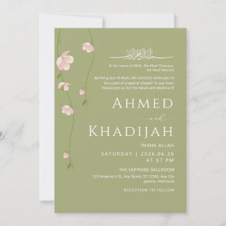 Convite Delicate Hanging Peach Blossom Islamic Wedding