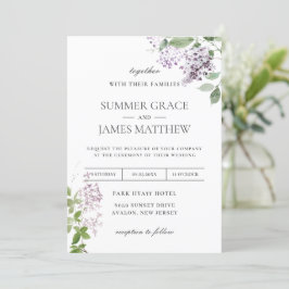 Convite Delicate Lilac Purple Floral Casamento De Verduras