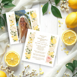 Convite Delicate Mediterranean Lemons Flowers Greenery