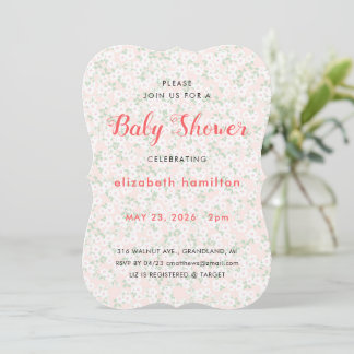 Convite Delicate Pink Flowers Baby Shower Invitation
