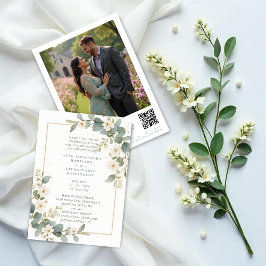 Convite Delicate Romantic Flowers & Branches Frame Wedding