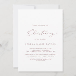 Convite Delicate Rosa Dourado Calliografia Christening