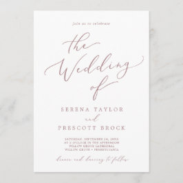 Convite Delicate Rosa Dourado Calliografia O Casamento De