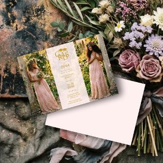 Convite Delicate Twins Pink Chic Photo Grad Party TMF26