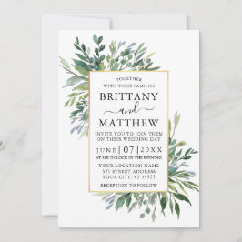 Convite Delicate Watercolor Casamento Dourado