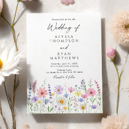 Convite Delicate Wildflower Meadow Wedding