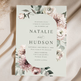 Convite Delicate Winter Floral Frame Wedding