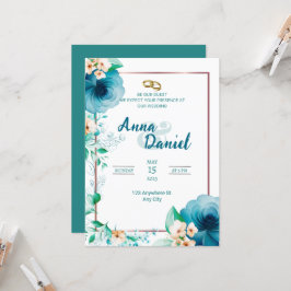 Convite Delícia de Rosas Azuis em Aquarela