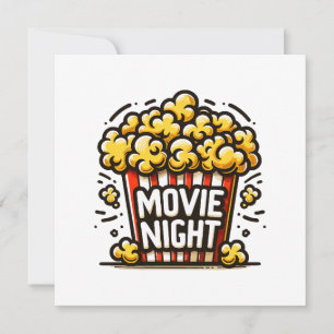 Convite Delícia Noturna de Cinema Pipoca Divertida