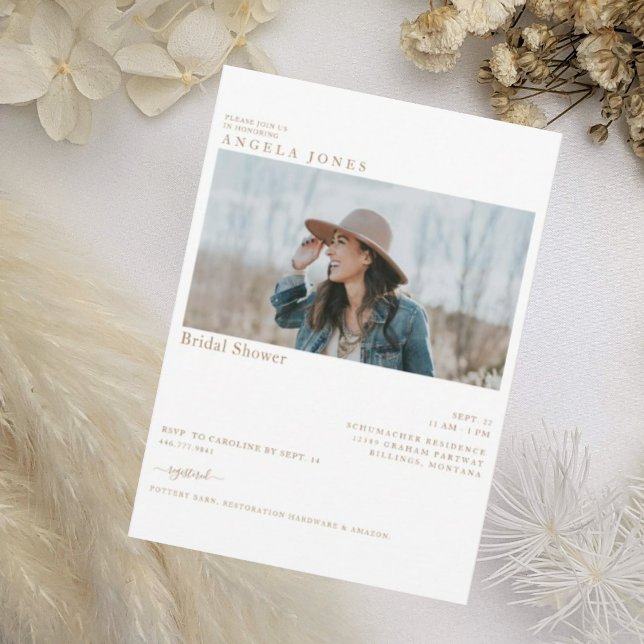 Convite Delicioso Chá de panela de Foto Dourado de Texto B (Criador carregado)