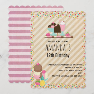 Convite Delicioso Sorvete & Float Doce Sobremesa Aniversár
