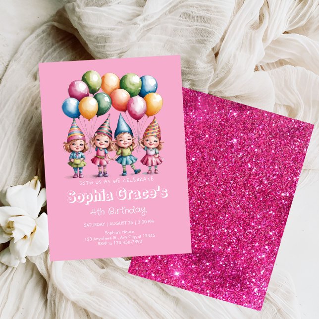 Convite Delicioso Watercolor Gnome Girls (Criador carregado)