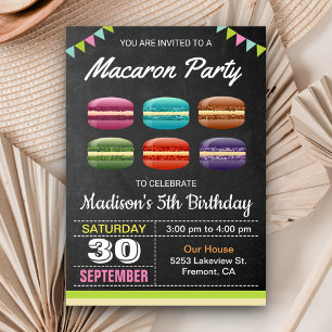 Convite Deliciosos Macarons para Festa de Aniversário Fofa