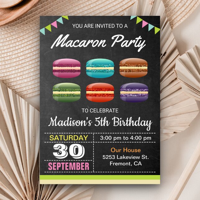 Convite Deliciosos Macarons para Festa de Aniversário Fofa (Criador carregado)