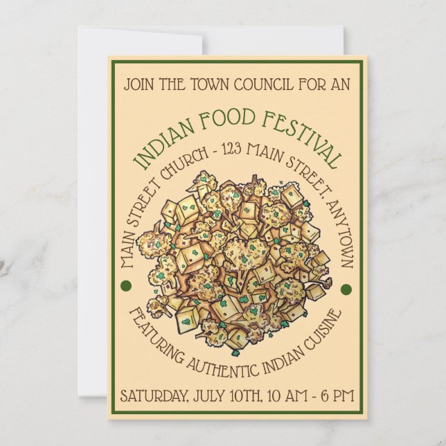 Convite Delicious Aloo Gobi Comida indiana Coury (Frente)