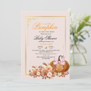 Convite Delight Pumpkin Floral Chá de fraldas