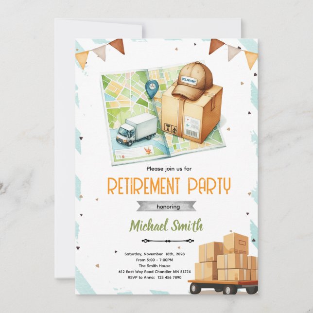 Convite Delivery driver retirement invitation (Frente)