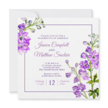 Delphinium floresce casamentos de aquarela roxa