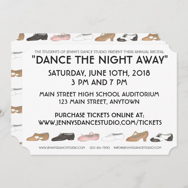 Convite Demonstração Anual de Caixas do Dance School Studi (Frente/Verso)