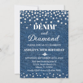 Convite Denim and Diamond Birthday Party Invitation